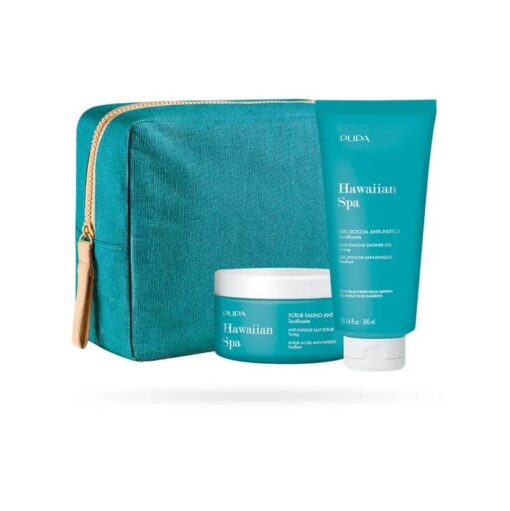 PUPA KIT 3 HAWAIIAN SPA SCRUB SALINO 350g + GEL DOCCIA 300ML + POCHETTE